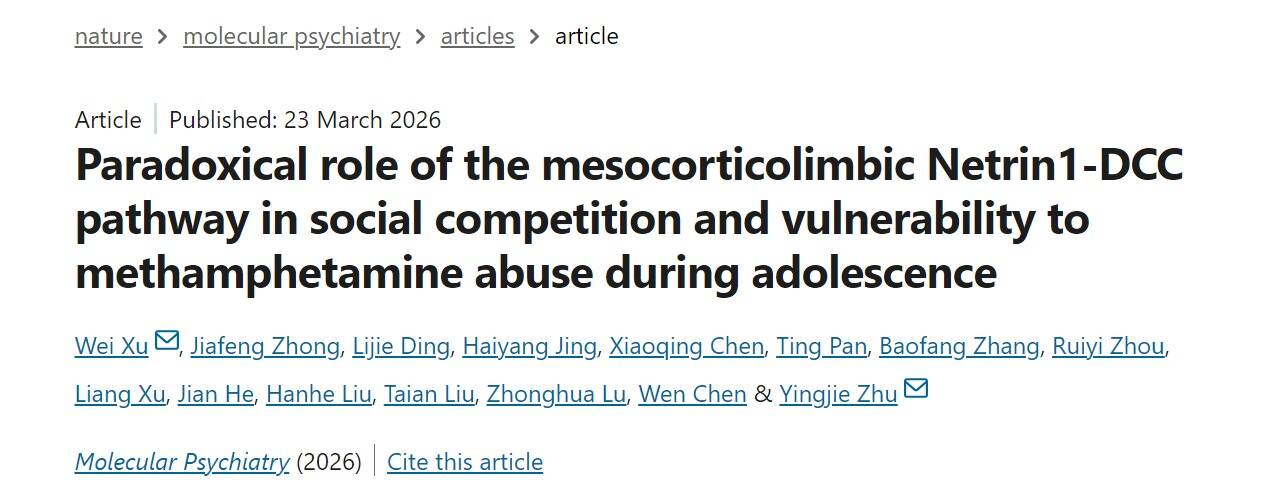 英国威廉集团官网团队揭秘青春期社会竞争影响成瘾易感性的分子机制